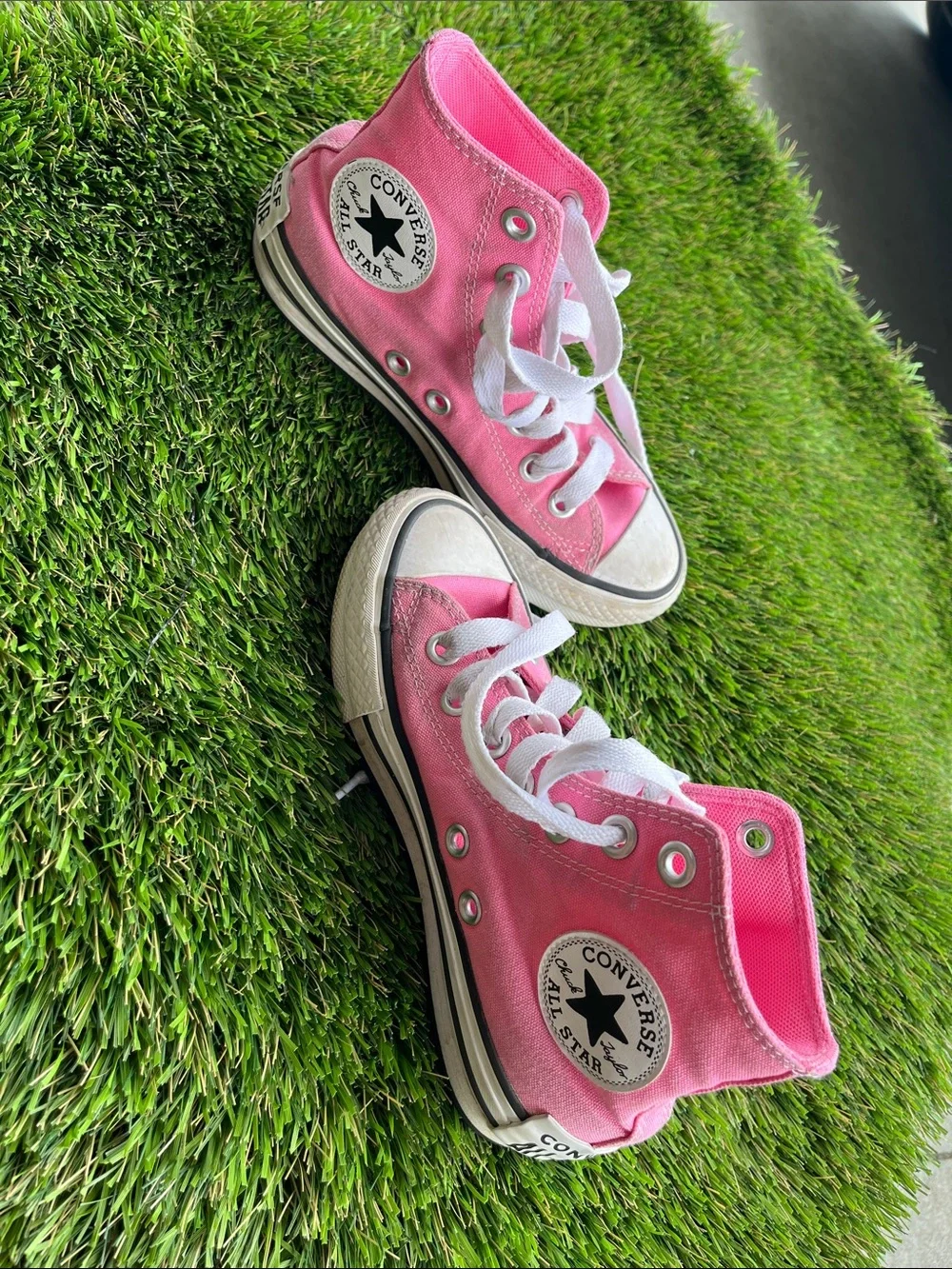 Converse Kids Pink Canvas High-Top Sneakers with White Laces